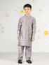 Boy's' Purple Jacket,Kurta And Pyjama Set.